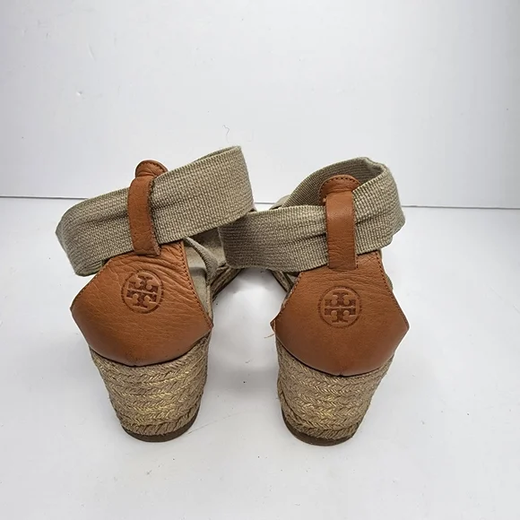 Tory Burch Adonis Mid-Wedge Sandal, Khaki Size 8.5 - Picture 4 of 8
